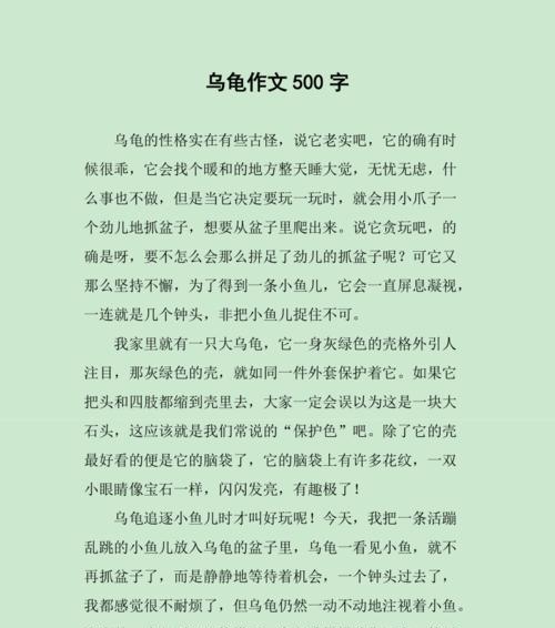 海岛上的乌龟（人与自然的友谊）